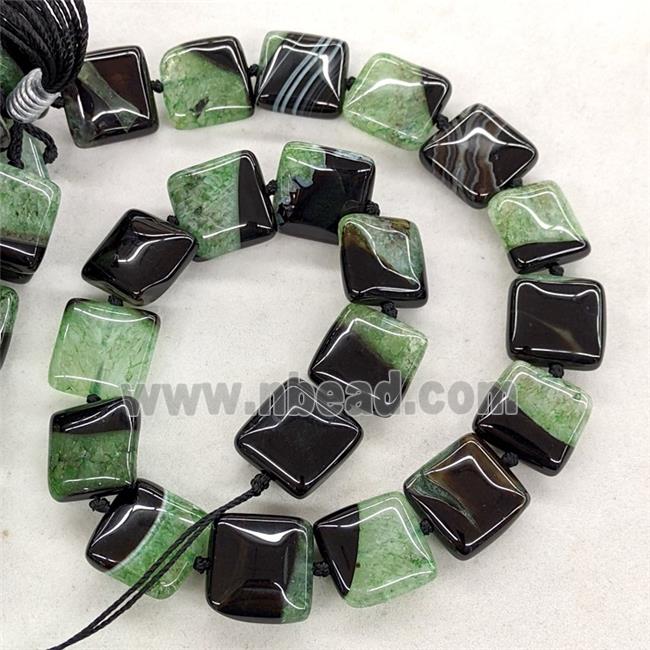 Natural Druzy Agate Square Beads Green Dye