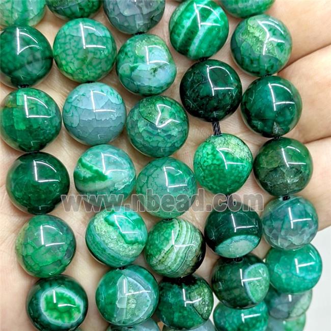 Natural Dragon Veins Agate Beads Smooth Round Green Dye