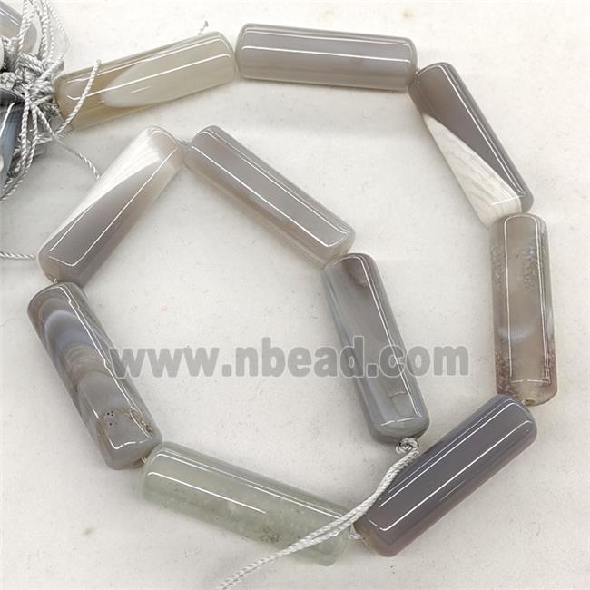 Natural Agate Column Beads Striped Gray