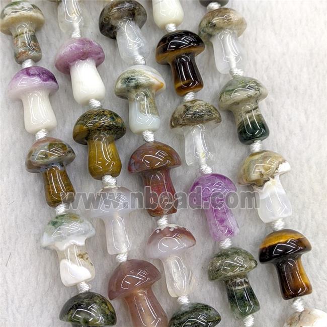 Natural Gemstone Mushroom Beads Mixed