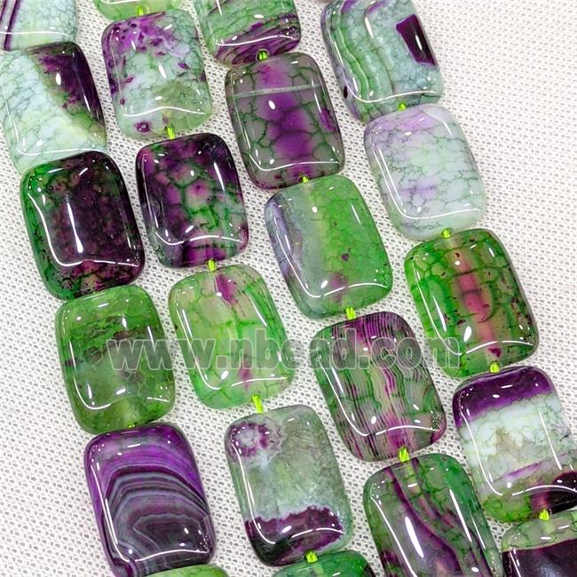 Natural Agate Beads Rectangle Greenpurple Dye