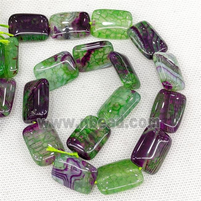 Natural Agate Beads Rectangle Greenpurple Dye
