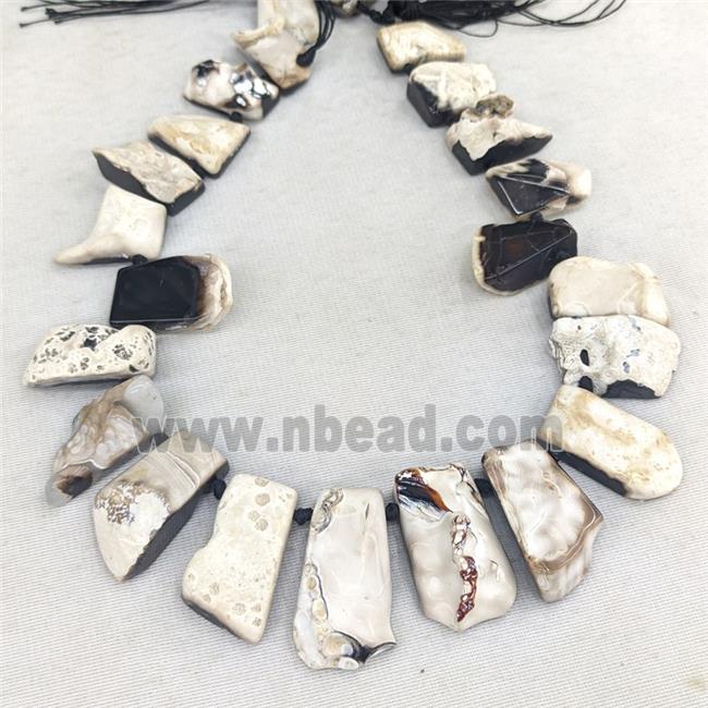 Natural Agate Beads Freeform Graduated Topdrilled Black Dye