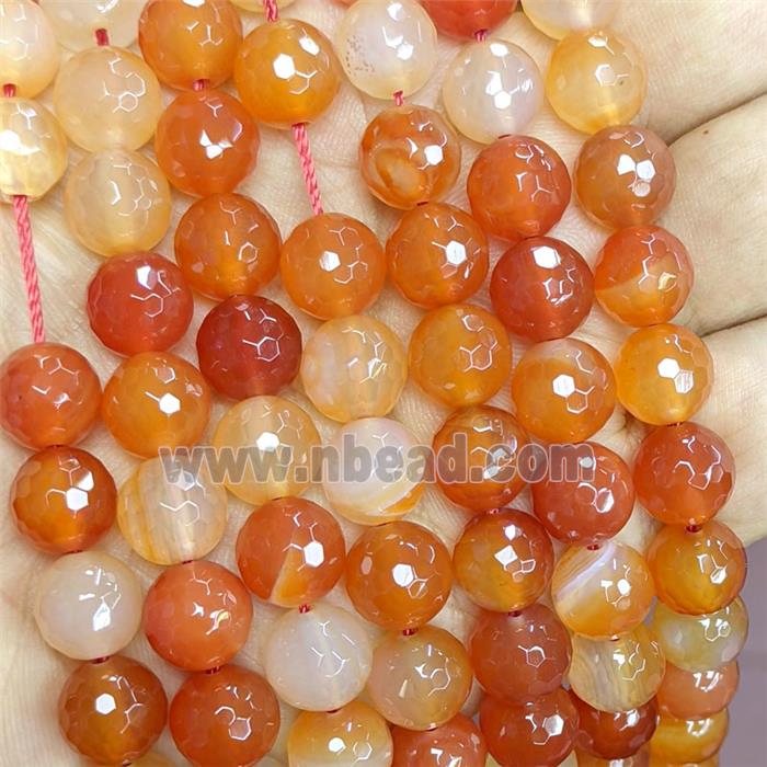 Natural Red Carnelian Agate Round Beads Faceted