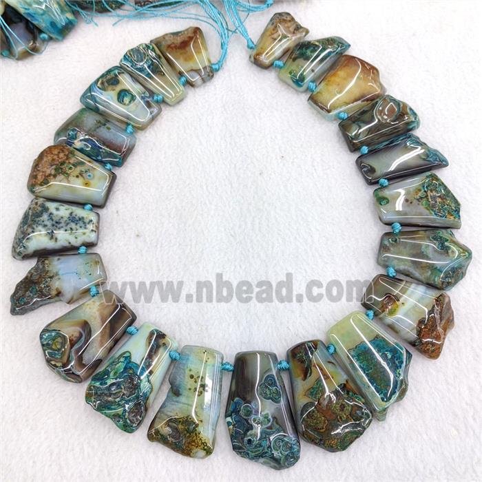 Blue Cherry Sakura Agate Beads Freeform Graduated Topdrilled Dye