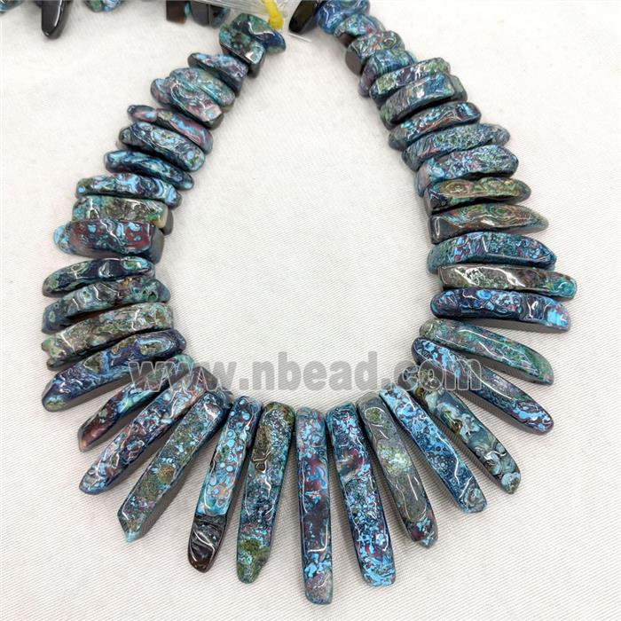 Natural Agate Stick Beads Topdrilled Graduated Blue Dye
