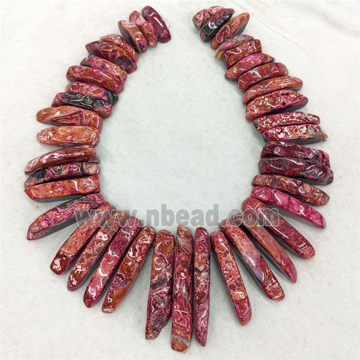 Natural Agate Stick Beads Topdrilled Graduated Red Dye