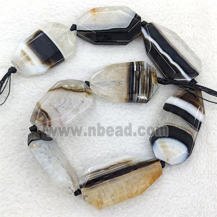 Natural Druzy Agate Slice Beads Freeform Black White Dye
