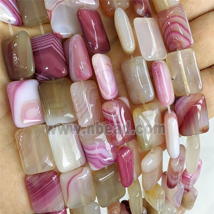 Pink Stripe Agate Rectangle Beads Dye