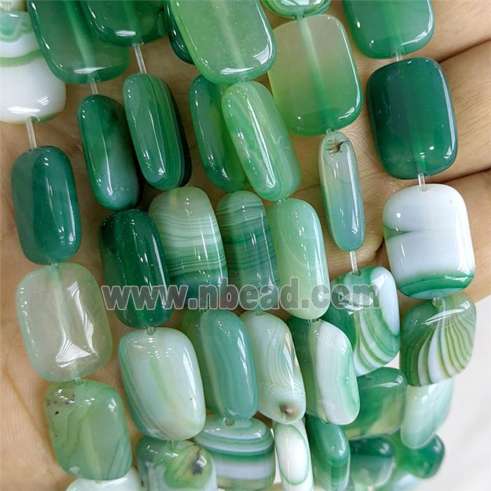 Green Stripe Agate Rectangle Beads Dye