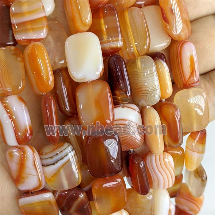 Red Stripe Agate Rectangle Beads Dye