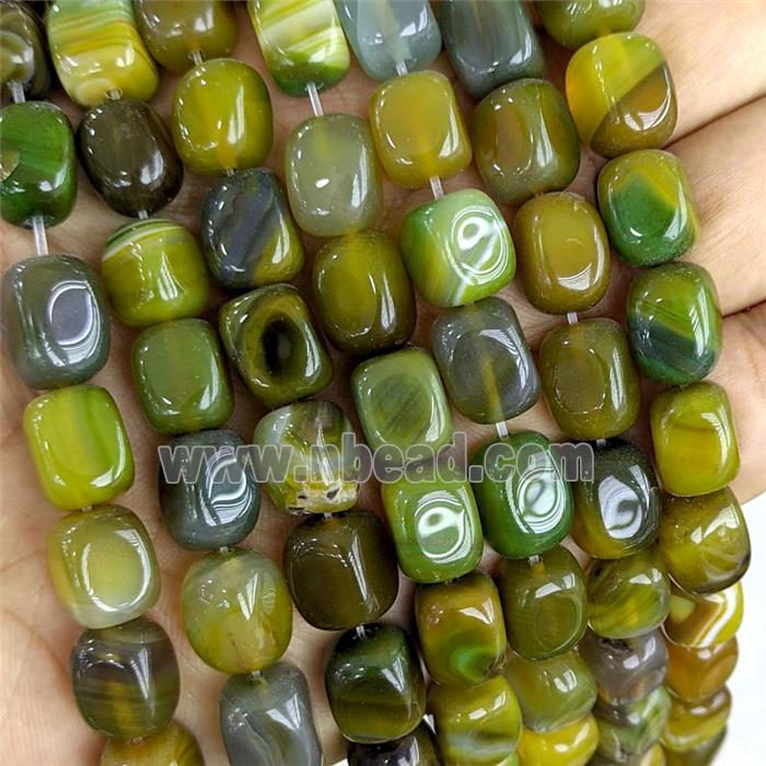 Olive Agate Cuboid Beads Dye