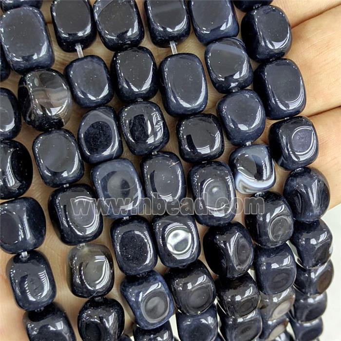 Black Agate Cuboid Beads Dye