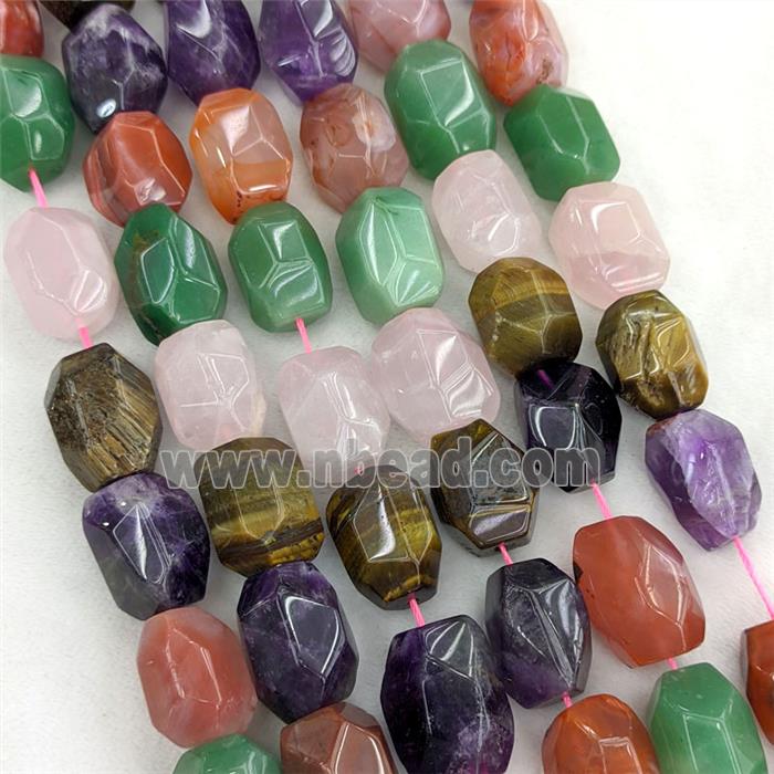 Natural Gemstone Column Beads Faceted Mixed