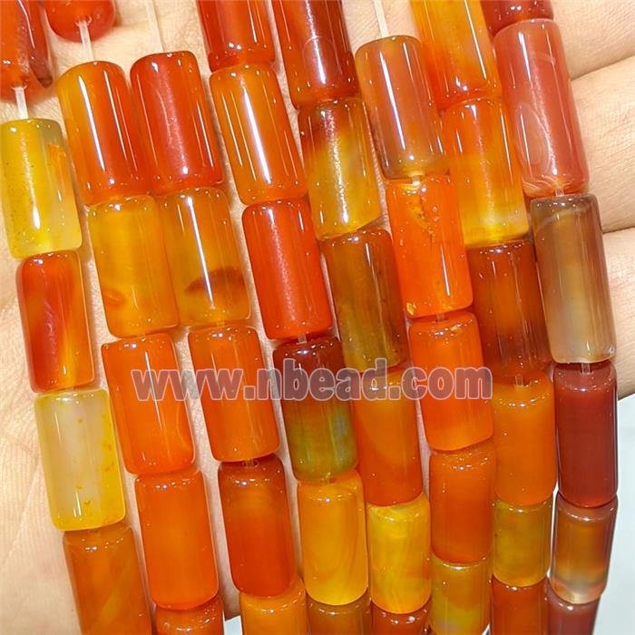 Red Agate Tube Beads Dye