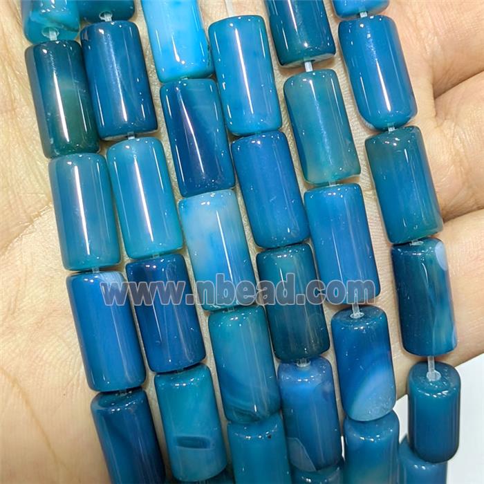 Blue Agate Tube Beads Dye