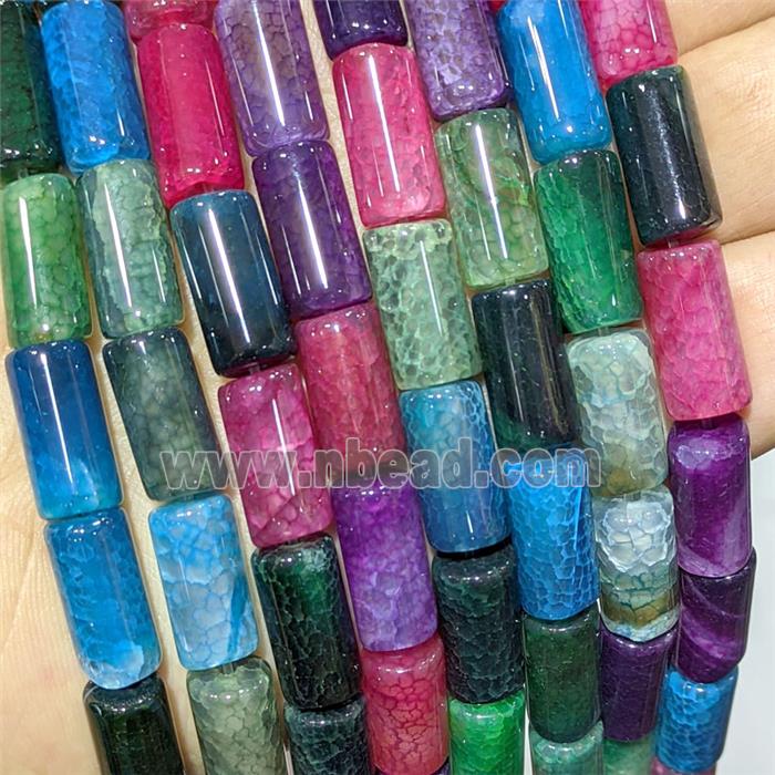 Veins Agate Tube Beads Dye Mixed Color