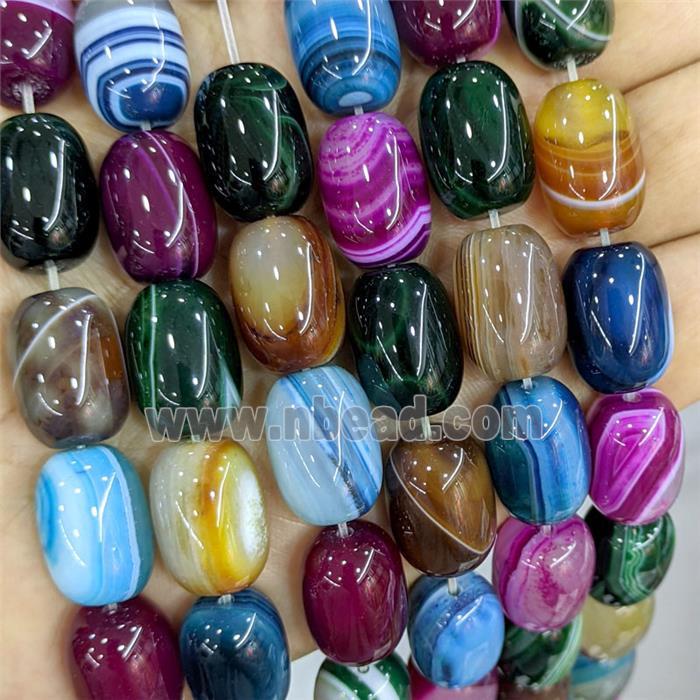 Stripe Agate Barrel Beads Banded Dye Mixed Color