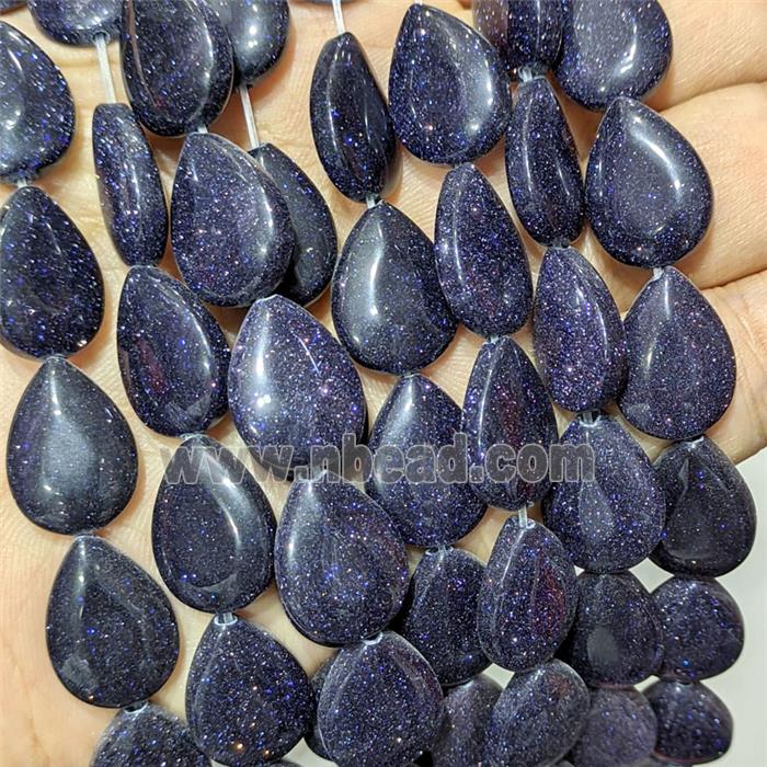 Blue Sandstone Teardrop Beads Flat