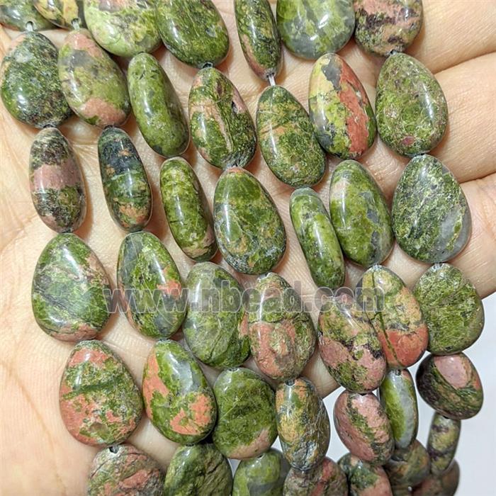 Unakite Teardrop Beads Flat