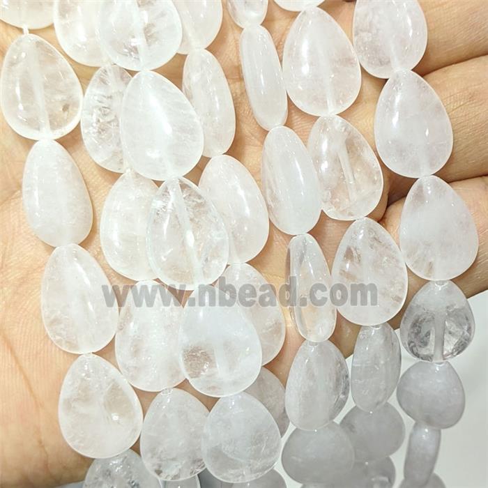 Clear Quartz Teardrop Beads Flat