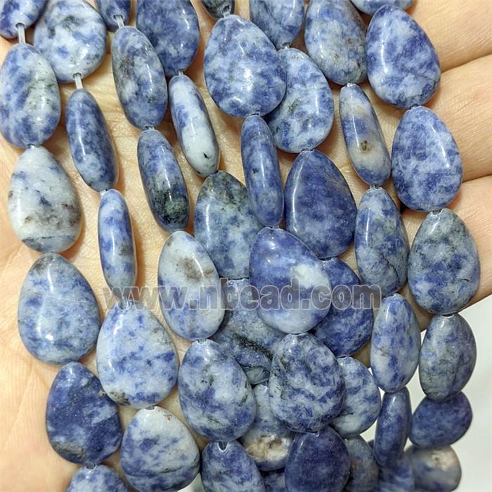 Blue Dalmatian Jasper Teardrop Beads Flat