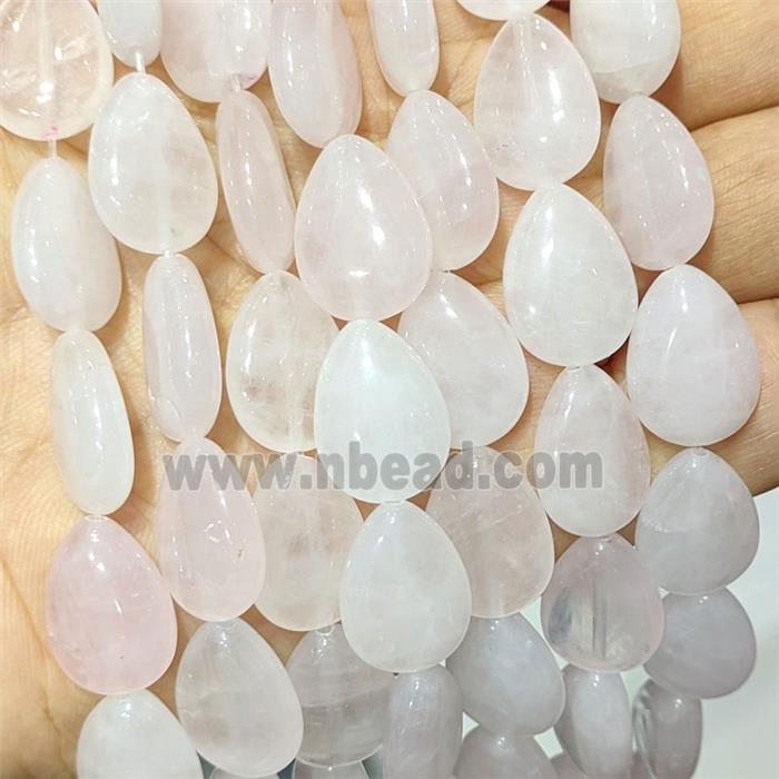 Lt.pink Rose Quartz Teardrop Beads Flat