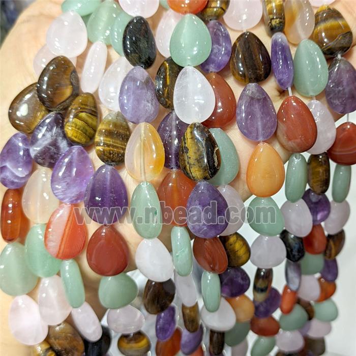 Natural Gemstone Teardrop Beads Flat Mix Color