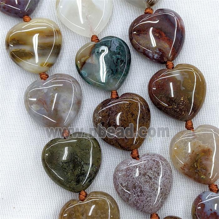 Natural Ocean Agate Heart Beads Multicolor