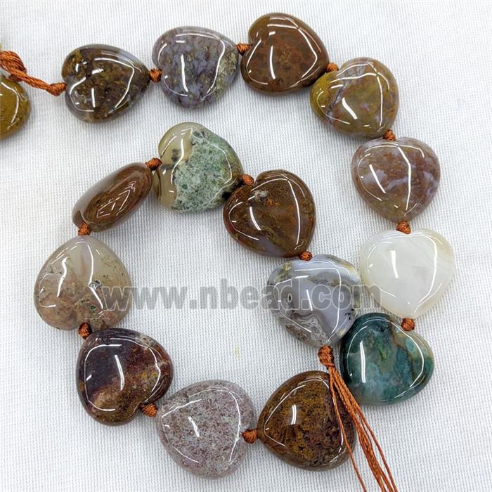 Natural Ocean Agate Heart Beads Multicolor