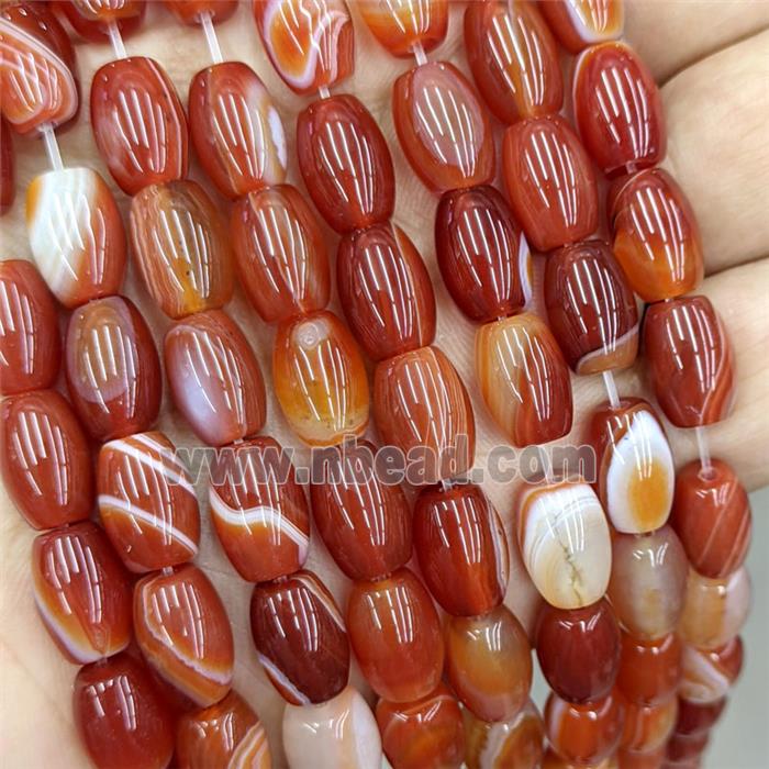 Natural Red Stripe Agate Barrel Beads Dye