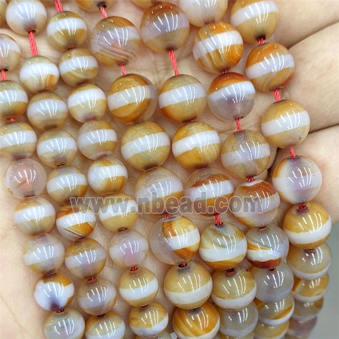 Tibetan Agate Round Beads Orange Dye