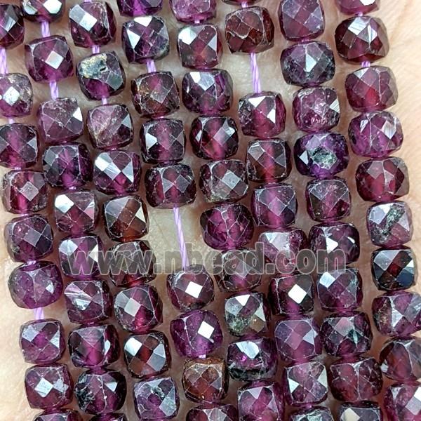 Natural Purple Garnet Beads Faceted Cube