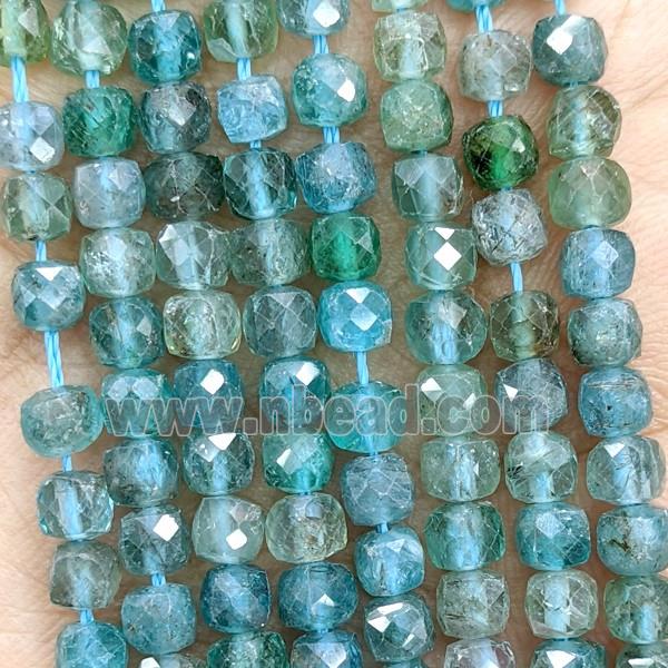 Natural Blue Apatite Beads Faceted Cube