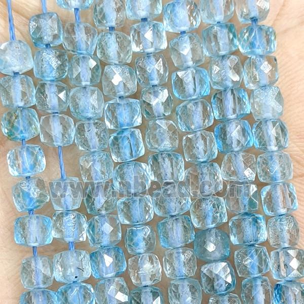Natural Blue Topaz Beads Faceted Cube