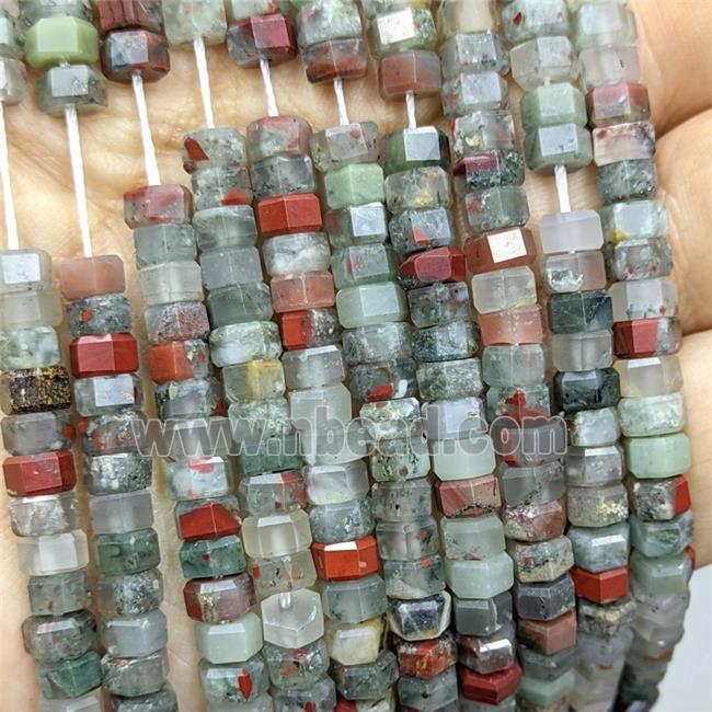 Natural African Bloodstone Hexagon Beads