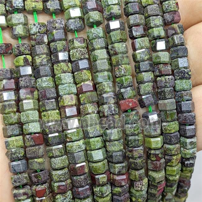 Natural Dragon Bloodstone Hexagon Beads Green