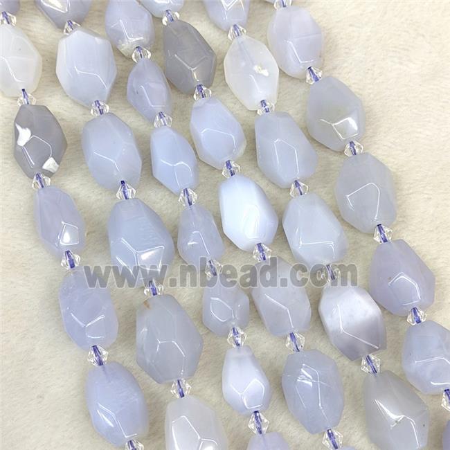 Natural Blue Chalcedony Nugget Beads Faceted Freeform
