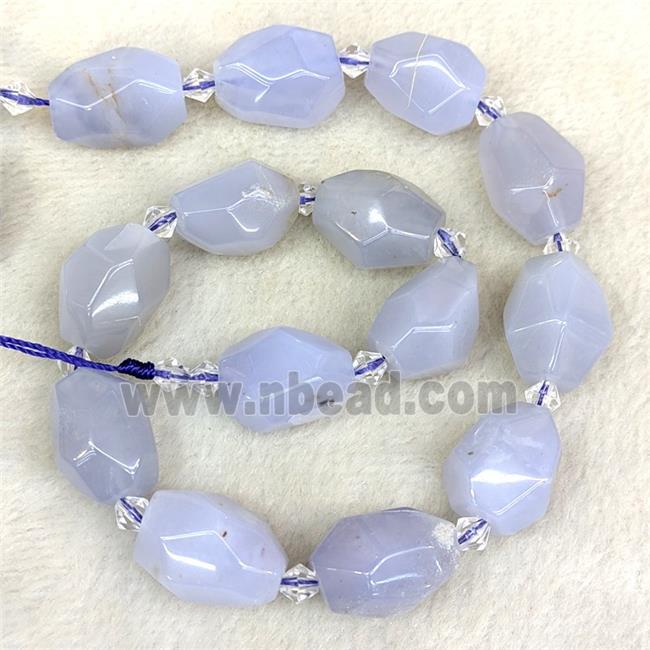 Natural Blue Chalcedony Nugget Beads Faceted Freeform