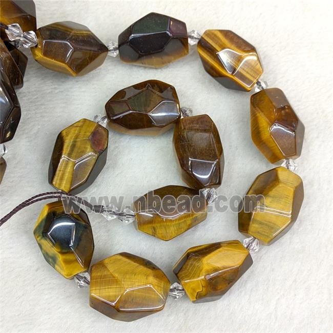 Natural Tiger Eye Stone Nugget Beads Faceted Freeform