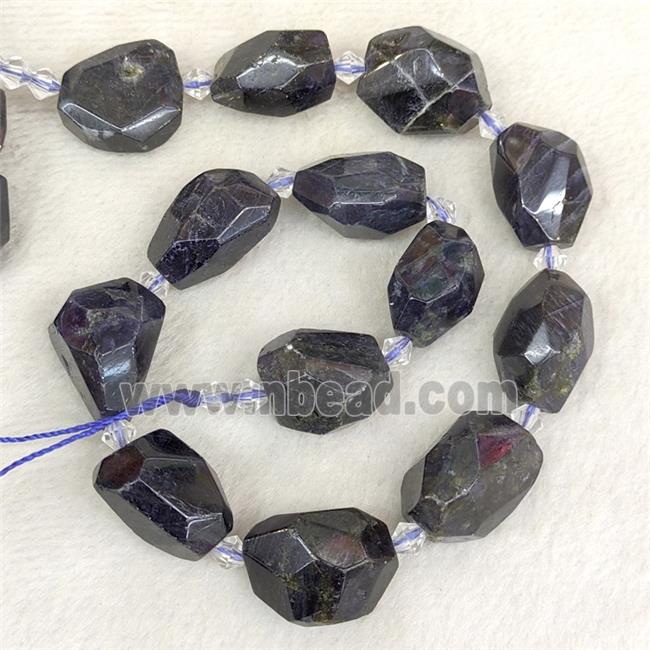 Natural Iolite Nugget Beads Faceted Freeform Dark Inkblue