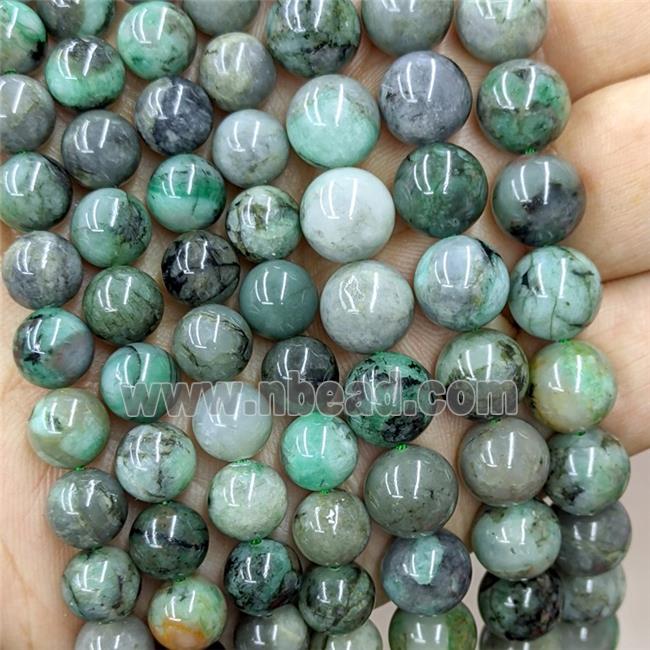 Natural Emerald Beads Green Smooth Round