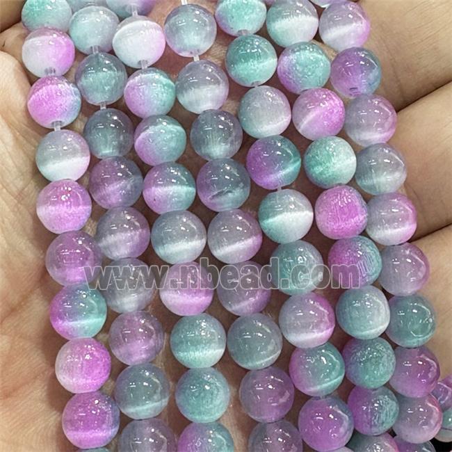 Cat Eye Round Beads Smooth Dye