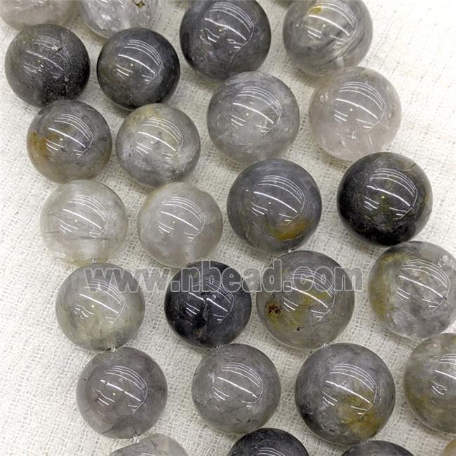 Natural Gray Cloudy Quartz Beads Smooth Round