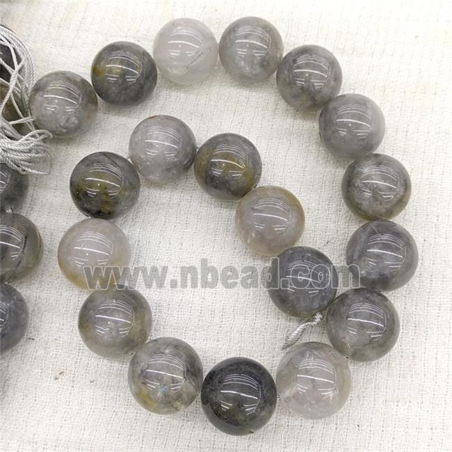 Natural Gray Cloudy Quartz Beads Smooth Round