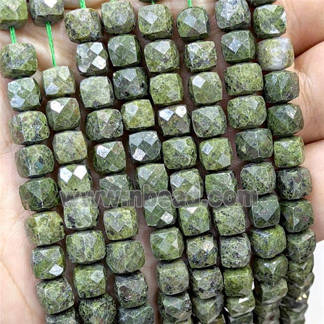 Green Iron Hematite Beads Faceted Cube