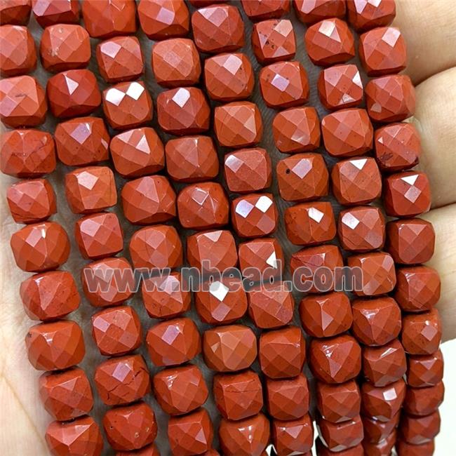 Natural Red Jasper Beads Faceted Cube