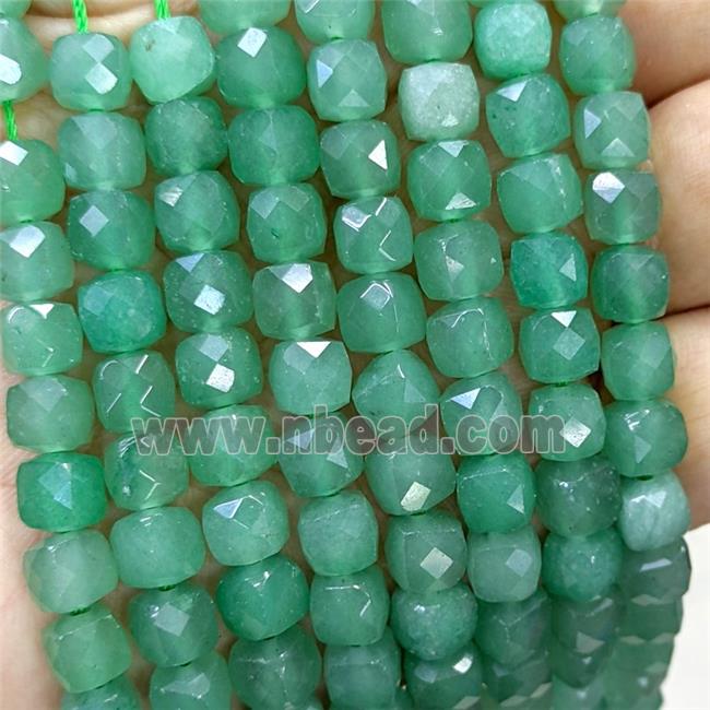 Natural Green Aventurine Beads Faceted Cube