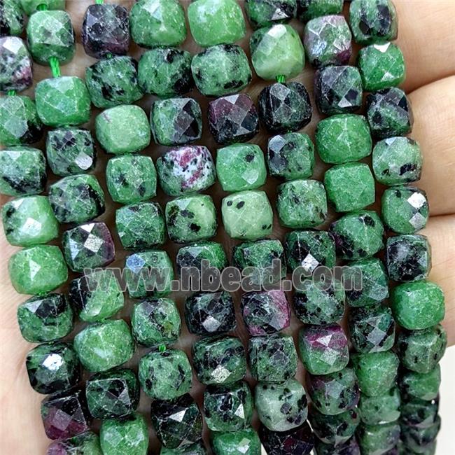 Natural Green Zoisite Beads Faceted Cube