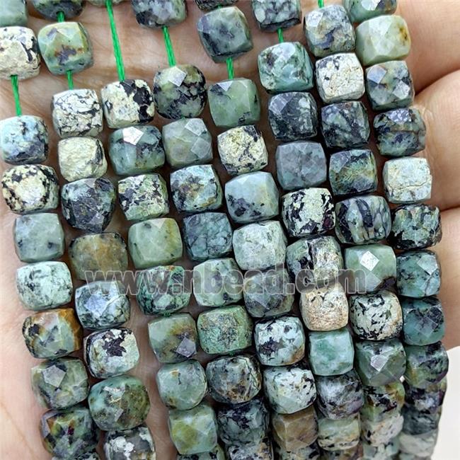 Natural African Turquoise Beads Faceted Cube